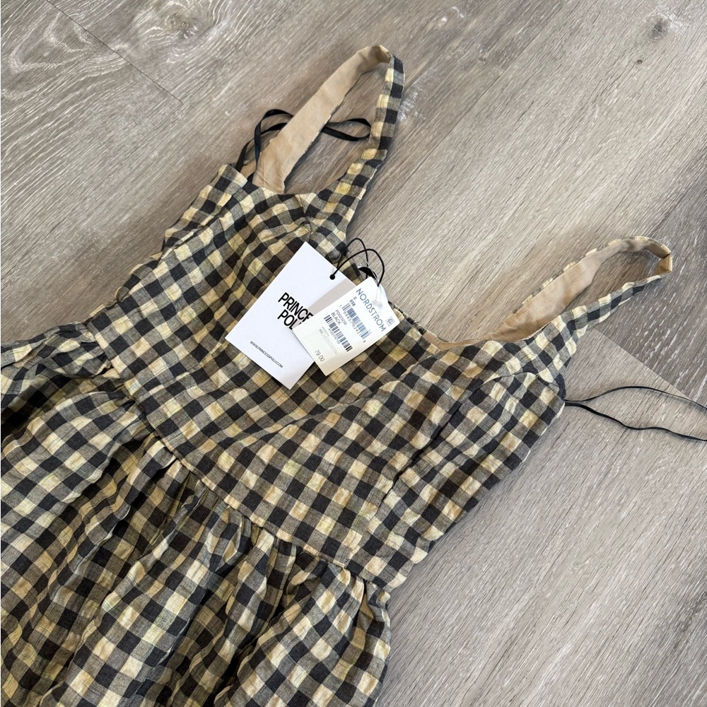 Princess Polly Plaid Black and Cream Maxi Dress - Picture 4 of 7